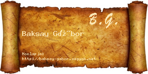 Baksay Gábor névjegykártya